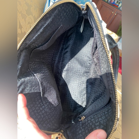 Kate Spade Rachelle Windowpane Satchel | Black White Saffiano Leather Crossbody - Picture 9 of 11